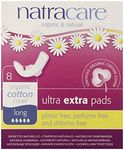 Natracare Organic Cotton Ultra Extra Long Pads with Wings 8 per pack (PACK OF 6)