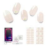 Semi Cured Gel Nail Strips, 30 pcs Gel Nail Stikers, Gel Nail Wraps Semi Cured, Salon-Quality, 2 Weeks Long Lasting