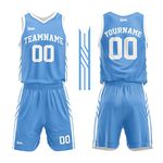 Custom Basketball Jersey for Men Women Adult Youth Print Name Number Logo, Light Blue-white, Medium