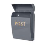 Assorted Collections Grey Post Box Wall Mounted Letterbox with Easy Access No Lock for Outdoor Use - Weatherproof And Durable Mailbox Easy Installation, Strong Construction (Large)