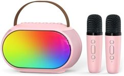 Heroange Kids Karaoke Machine with Dual Speakers, 2 Wireless Microphones Toys for Girls Boy Ages 3, 4, 5, 6, 7, 8, 9, 10, 11, 12+ Years Old, Christmas Birthday Gift for Teens Adults Party(Pink)