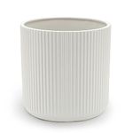 Amazon Basics Fluted Ceramic Planter, 10-Inch, White