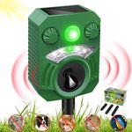Joomouney Cat Repellent Garden, Cat Deterrent Ultrasonic Solar Animal Scarer Waterproof Deterrent with PIR Sensor&Flash Light 5 Adjustment Modes USB Charging, Animal Repellent for Dog, Cat, Fox, Bird