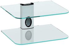 Goldline Sky Box Wall Mount, DVD Wall Shelf, DVD Wall Bracket and 2 x Floating clear glass shelves (2 Shelf, White)