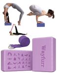 Wayfurr Yoga Blocks Set of 2 with Strap - High-Density Non-Slip Foam Blocks for Women, Bloc Yoga, Bloc de Yoga - Ideal for Yoga, Pilates, Fitness and Stretching 9“x6”x3“ (purple, 9" x 6" x 3")