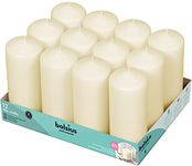 BOLSIUS Set of 12 Ivory Pillar Candles - 2.75-x6.60 inch Unscented Candle Set - Dripless Clean Burning Smokeless Dinner Candle - Perfect for Wedding Candles, Parties and Special Occasions