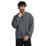 NOBERO Men's Cotton Blend Crew Neck Sweatshirt (1M-TWSS-R0005_Graphite