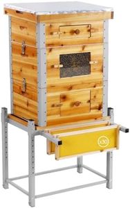 Bee Hive Boxes Starter Kit with Metal Stand,100% Beeswax Coated Bee Hive with 10 Medium and 20 Deep Frames & Foundations(3 Layer)