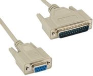 KENTEK 25 Feet FT DB9 Female to DB25 Male Null Modem Serial Printer Cable Adapter Cord 28 AWG F/M Molded D-SUB RS-232 Crossover 9 to 25 Pin for PC Mac Serial Device