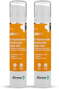 The Derma Co 1% Hyaluronic Sunscreen Aqua Ultra Light Gel With Spf 50 Pa++++ For Broad Spectrum, Uv A, Uv B & Blue Light Protection | 50G | Pack Of 2 - All Skin Type