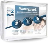 Waterguard Waterproof Pillow Protectors - Zippered Bug Proof, Quilted Thick Pillow Covers - 100% Cotton Shell Pillow Encasement - King Size (20x36) Set of 2