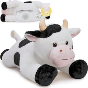MaoGoLan 5lbs Cow Stuffed Animal Weighted Plush 28 inch Large Cow Toy for Girls, Super Soft & Fluffy Body Pillow for Adults Women Valentine's Day Christmas Easter Birthday Gifts