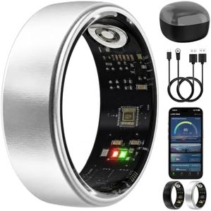 Azomabox Smart Ring Wearable Health Metrics Monitor, Silver, Size 10