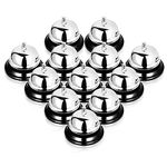 FVIEXE 12PCS Call Bell Service Bell for Desk, 3.35 Inch Diameter, Call Bells with Metal Anti-Rust Construction, Front Desk Bell for Hotels, Schools, Dinner, Restaurants, Reception, Hospitals (Silver)