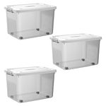 KREPS Clear Storage Container Box, Stackable Storage with Lid, Plastic Container with Heavy Duty Latches to Organize, White Lid. (PACK OF - 3, 2X-LARGE - 20 X 14.5 X 12 INCH)