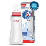 LuvLap Baby Essential Slim Neck Feeding Bottle, 250ml, Plain, with anti Colic Nipple, New Born / Infants / Toddler upto 3 years, BPA Free, , Red