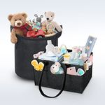 HIPPO 2IN1 Solid Non-Woven Fabric Diaper Caddy & Toy Bin Smart Combo for Newborn Babies Unbreakable Toy Bins Foldable Diaper Bag Large Capacity (Black, 1)