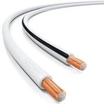 deleyCON Speaker Cable, 100m, 2 x 1.5mm², CCA, White, Universal Compatibility for Loudspeakers, Hi-fi Receiver, Home Cinema System etc.