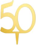 Darice VL350NUM Mirror Acrylic Number 50-Cake Topper, Gold, 4-Inch