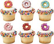 DECOPAC Donut Cupcake Rings, Cake Toppers, Multicolored Food Safe Decorations For Parties– 24 Pack