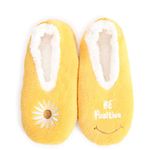 Splosh Women's Yellow Flower Slippers - Large adult flower slippers with a fun yellow design to keep you comfy in soft, fluffy ladies slippers. Soft sole slippers for women that are anti-slip!