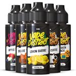 Vape District Vape Liquid 5 x 100ml Apple & Berries + Deluxe Tobacco + Lemon + Vanilla Coffee + Big Screen Crunch Vape Juice E Liquid 70VG/30PG E-Liquid Ecig Juice No Nicotine Short Fill