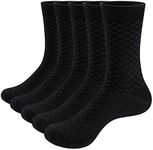 YUEDGE Mens Solid Dress Socks Black Cotton Business Socks Casual Calf Socks Men Size 9-11, 5 Paris