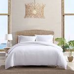 Tommy Bahama - Queen Duvet Cover Set, Soft Cotton Bedding with Button Closure, Includes Matching Shams (Basketweave White, Queen)