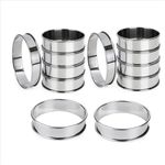 Changyeah English Muffin Rings,12 PCS 4 inch Stainless Steel Crumpet Rings,Nonstick Cake Ring Metal English Muffins Stainless Steel Egg Rings for Egg Mcmuffins for Dessert Food Making Tool