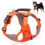 Qpets Dog Vest Harness, No-Pull Pet Harness With Safety Reflective Strip Quick Release Buckle, Adjustable Size Easy Control Handle For Medium Large Dog (Orange, Xl, 22.5Kg-45Kg)