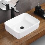 ANDVIN Bathroom Vessel Sink Rectangular 19"X15" Above Counter White Porcelain Ceramic Sink Wash Art Basin Vanity Sink