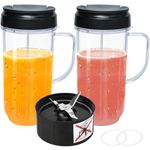 22oz Cups and Cross Blade Compatible with Magic Bullet Blender, Tall 22oz Mug Cup w/Flip Top to-Go Lid Replacement Parts Compatible with Magic Bullet 250w MB1001 Mixer