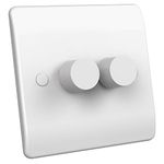 Zigtiger LED Dimmer Switch, Dimmer Switch for Dimmable Led Lights/Incandescent/Halogen, Trailing Edge Dimmer Switches 2 Gang 2-Way, 3-100 Watts, No Neutral Required