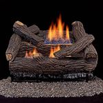 Duluth Forge DLS-18R-2 Dual Fuel Ventless Fireplace Logs Set with Remote Control, Use with Natural Gas or Liquid Propane, 30000 BTU, Heats up to 1000 Sq. Ft, Stacked Red Oak, 18 Inches