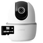 Lorex Pan & Tilt Indoor Security Camera - Wireless 2K WiFi Camera with Person Detection, Two-Way Talk and Smart Home Compatibility (16GB MicroSD)