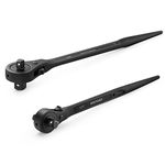 MAXPOWER 2 PCS Dual Drive Head Ratchet Wrench, 1/2" x 3/4" Spud Ratchet 16 inch, 3/8" x 1/2" Scaffold Wrench 12 inch