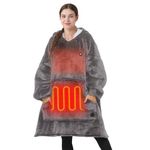 THREE POODLE Heated Wearable Blanket Hoodie, Oversized Sherpa Electric Hoodie Blanket, Gifts for Women(Battery Not Included)