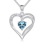 925 Sterling Silver Necklace for Women Heart Necklace Birthstone Necklace for Womens Jewelry Birthday Gifts for Women