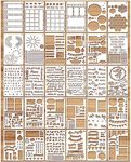 MWOOT 30Pcs Mixed Journal Stencils Kit, Planner Stencil Drawing Painting Template, Reusable Shapes Bullet Diary Journal DIY Supplies for Scrapbook Notebook Card Making Wood Wall Art Decor(17.8x10.2CM)