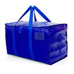 Ginsco Extra Large Heavy Duty Moving Bag Storage Totes Packing Bags Organizer Tote with Strong Handles Double Zippers for Transporting Organizing Travelling College Dorm Bedroom Closet (1 Pack, Blue)