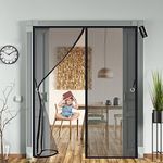 Magnetic Fly Screen Door 150x210cm(59x83inch) with Magnets Heavy Duty Mesh Curtain,Automatically Tight Closure,Dogs Pets Friendly Door Fly Screen- Easy to Install - Black