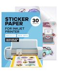 Sticker Paper for Inkjet Printer - (30 Sheets), 8.5 x 11 Letter Size, Matte Sticker Paper - Ideal for Crafting and Printing Vibrant, Long-Lasting Designs