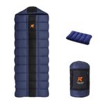 Rocksport Karakoram Sleeping Bag for Adults (-5°C to +5°C, Bue STR) | Winter Sleeping Bag for Men & Women | Reliance Hollow Fibre, Lightweight, Compact & Waterproof Camping Sleeping Bag