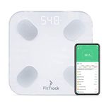 FitTrack Dara Smart BMI Digital Scale - Measure Weight and Body Fat - Most Accurate Bluetooth Glass Bathroom Scale (Black)