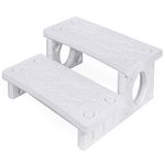 XtremepouwerUS Multi Purpose 2-Step Spa Hot Tub Pool RV Campers Deck Steps Lightweight Sided Step (White)