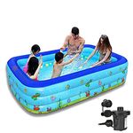 PREMVATI Swimming Pool 5-Feet 3 Stripped Inflatable Pool, Large Pool with Electric Air Pump, 60" X 36" X 20" Blow Up Swimming Pool for Adult and Kids,Summer Backyard Garden Lounge Pool