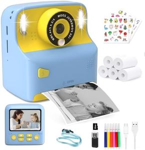 PHNIXGAM Kids Instant Print Camera with 2 Flash Lights, Children Selfie Digital Camera with 2.4 Inch Screen, 32GB Card, 5 Rolls Print Paper for Age 3-12 Girls Boys Toy Gifts Travel (Blue)