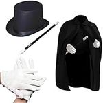 Prextex Kids Magician Costume for Boys and Girls with Top Hat, Cape, Magic Wand, and White Gloves for Magic Tricks Show