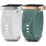 Flower Engraved Silicone Band Compa