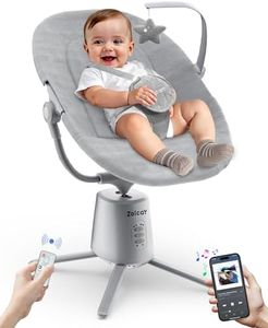 Zoicay Lightweight Baby Swing for Infant with 3 Modes & 5 Speeds, BT Enabled App & Remote Control Electric Swing – 6 Lullabies and 3 Timer Settings, 2 Seat Positions and 5-Point Harness Compact Swing